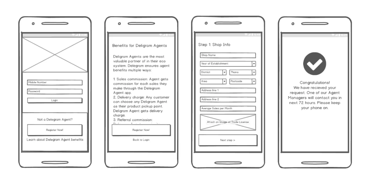 Deligram Agent app self-serve onboarding flow